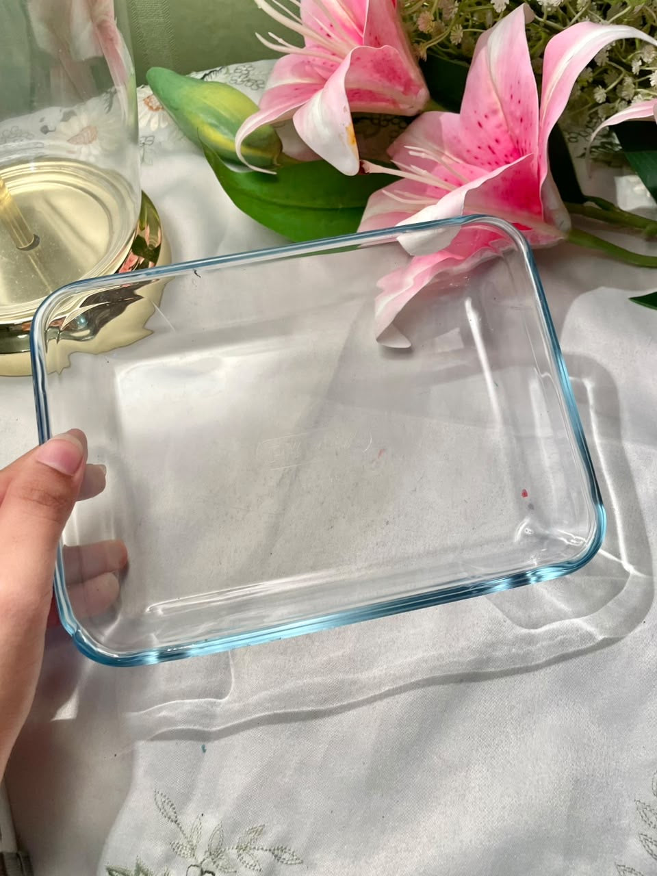 Vintage Pyrex Clear Crystal Rectangular Serving Casserole Dish 19 cm
