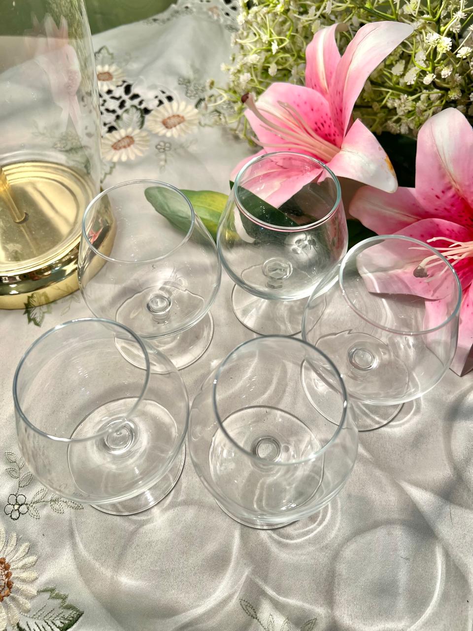 Clear Crystal Brandy Goblets 4" – Set of 5