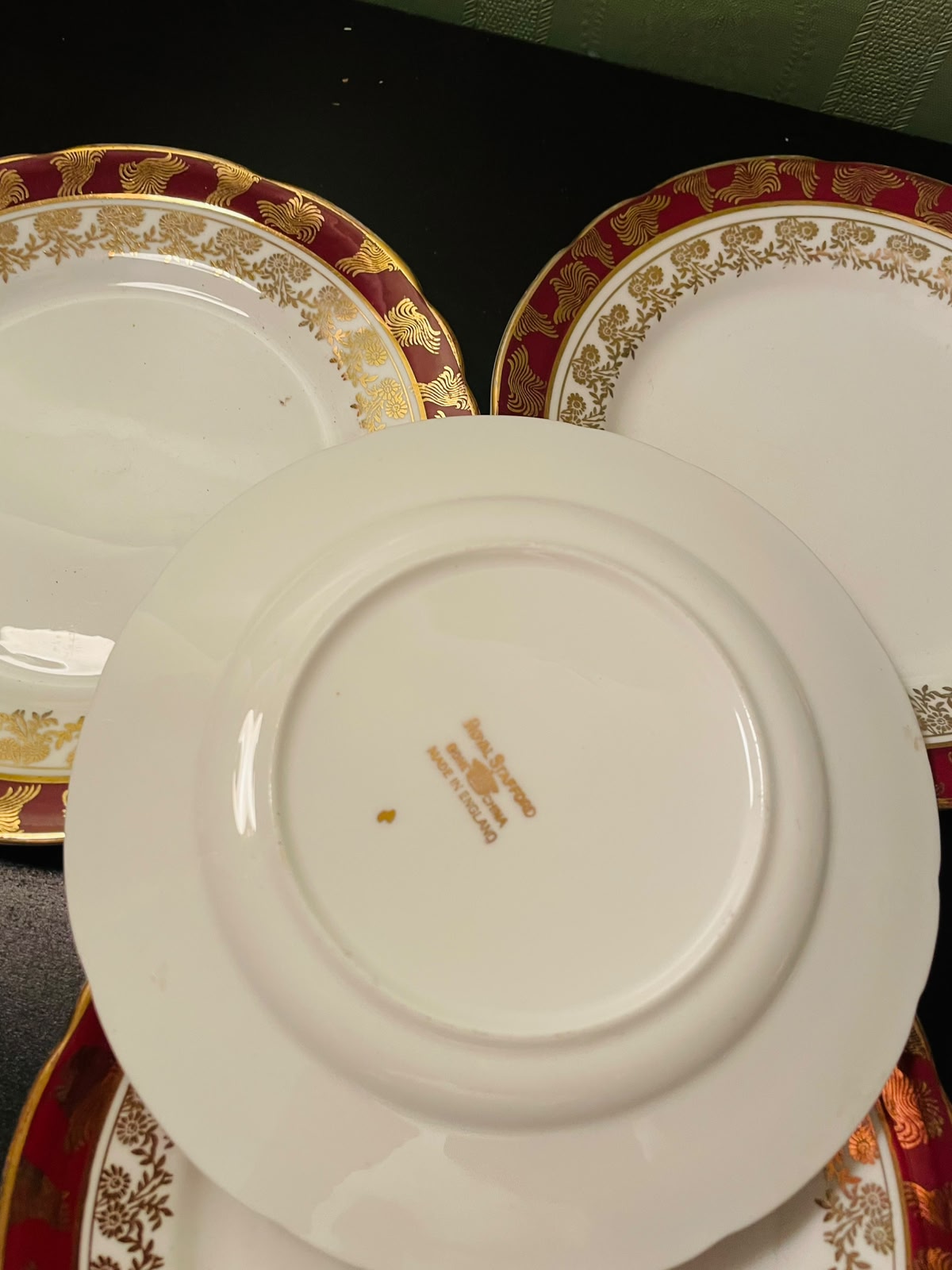 Royal Standard Red Gold Bone China Side Plates Set of 4