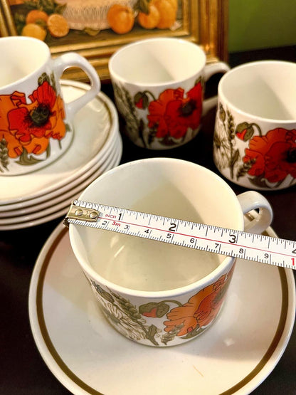 J&G Meakin Poppy Tea Set England – Vintage 12 Piece