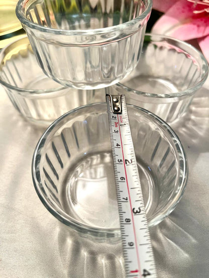 Vintage Pyrex Ribbed Crystal Dessert Bowls Set of 4 Approx. 8 cm Diameter