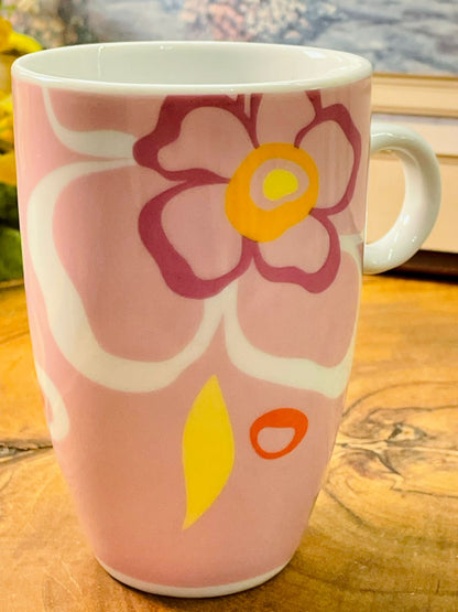 Domestic Key West Floral Porcelain Mug | Pink Latte Cup