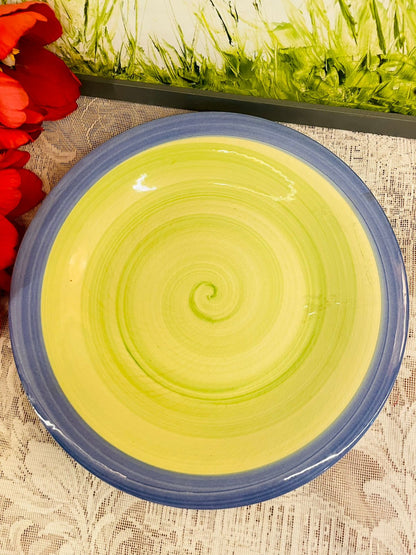 Vintage Large Green Swirl Ceramic Serving Plater 10.5 Inch