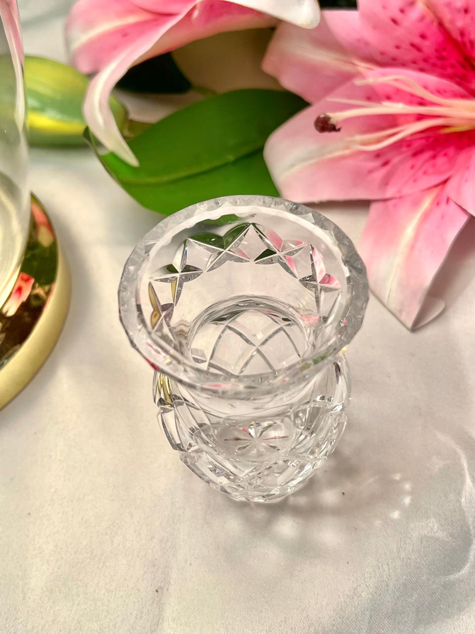 Vintage Clear Crystal Cut Vase – Approx. 3.5 Inch