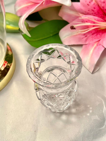 Vintage Clear Crystal Cut Vase – Approx. 3.5 Inch