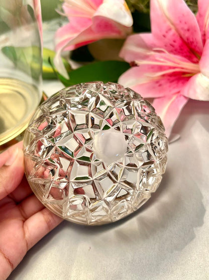 Vintage Clear Crystal Bowl with Silver Rim – 4"