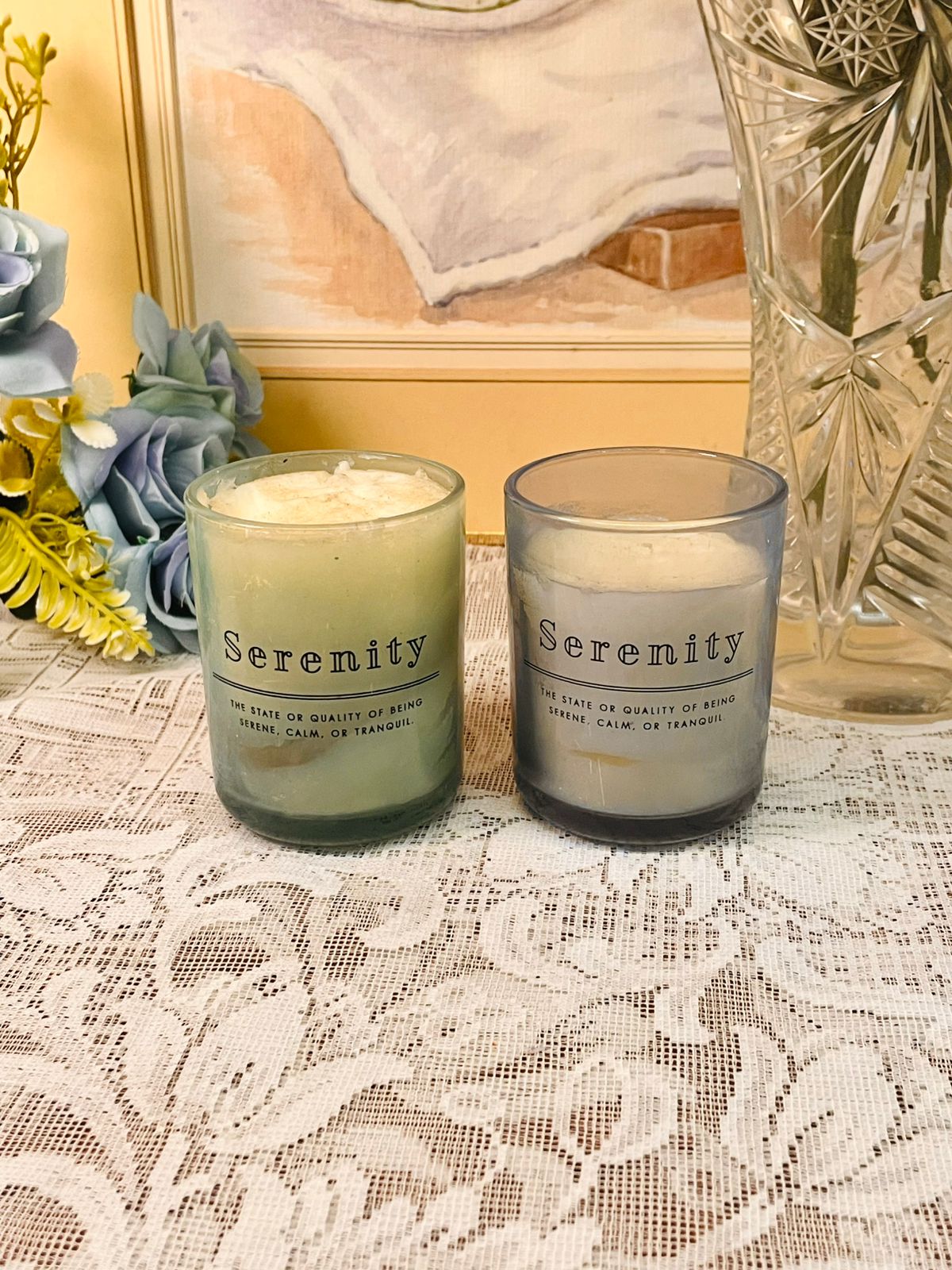 Serenity Glass Jar Candle  – Vintage Calm Duo