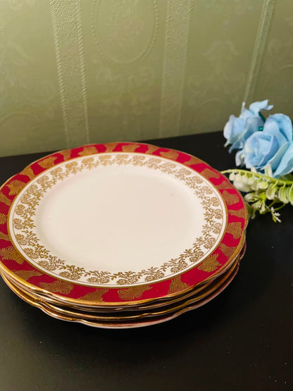 Royal Standard Red Gold Bone China Side Plates Set of 4