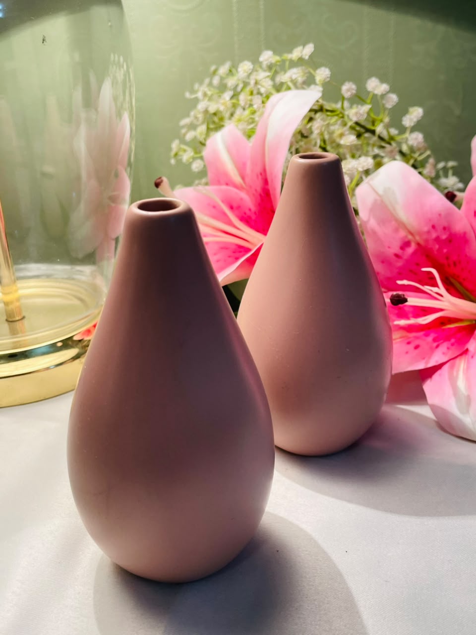 Pink Teardrop Decorative Vases 2-Piece Set Approx. 13 cm