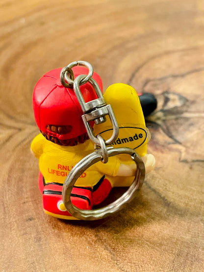 Handmade RNLI Lifeguard Keychain Surf Rescue Figurine