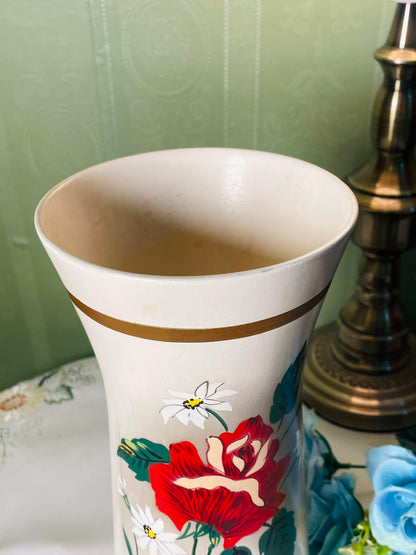 Leigh Made in England Red Rose Floral Large Vase 26 cm