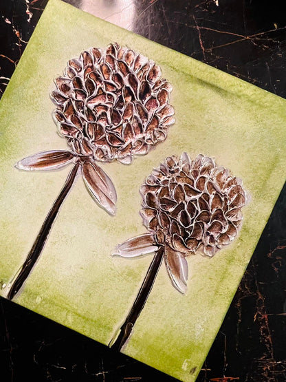 Textured Floral Canvas Wall Art in Green Tones