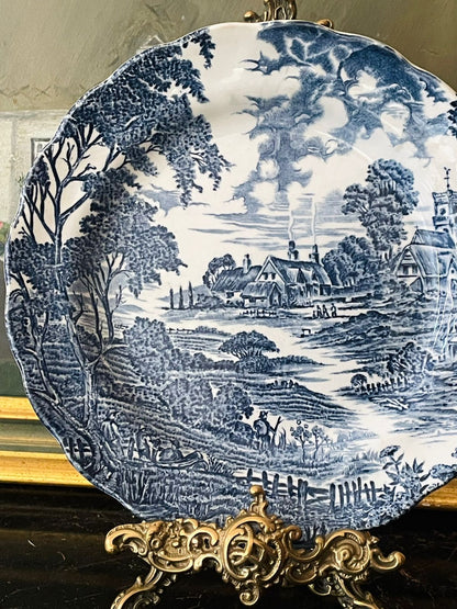 Antique Blue Pottery Detailed Plate by Ridgway England – 7 to 8 Inch Vintage Collectible