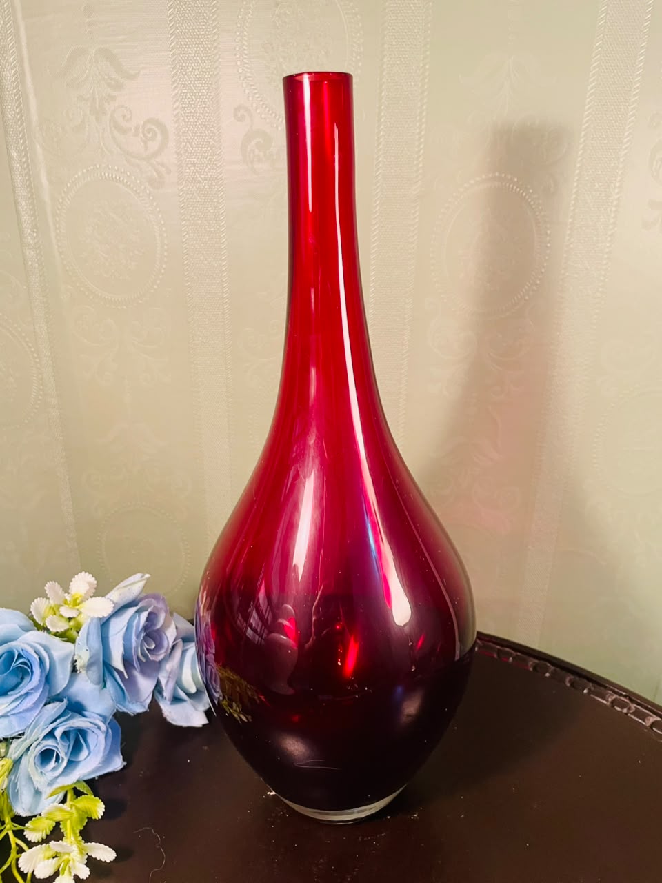 Large Red Decorative Crystal Floor Vase – 12 Inch Modern Statement Vase