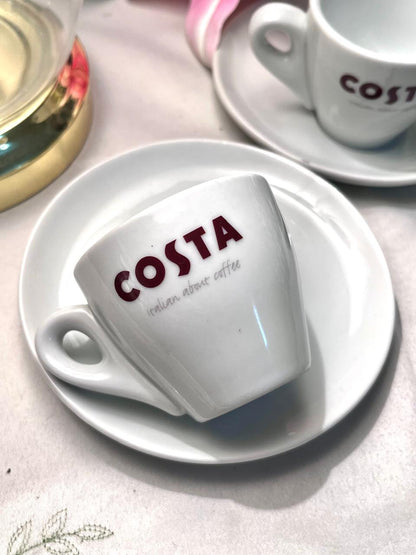 Costa White Coffee Cups & Saucers 4-Piece Set 3 Inch