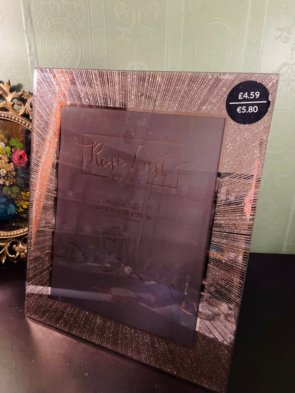 Rose Lust Glitter Glass Photo Frame 10x8 Silver Wall & Table Display