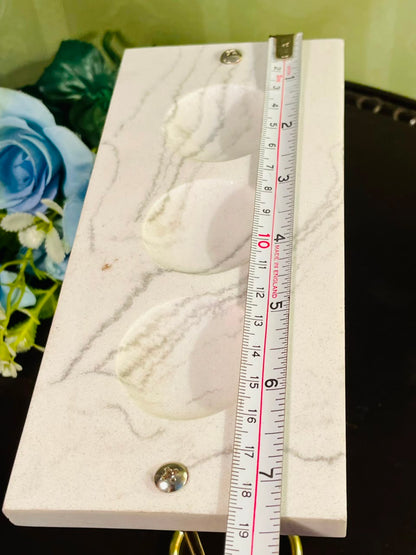 Marble Effect Triple Tealight Candle Holder 18cm