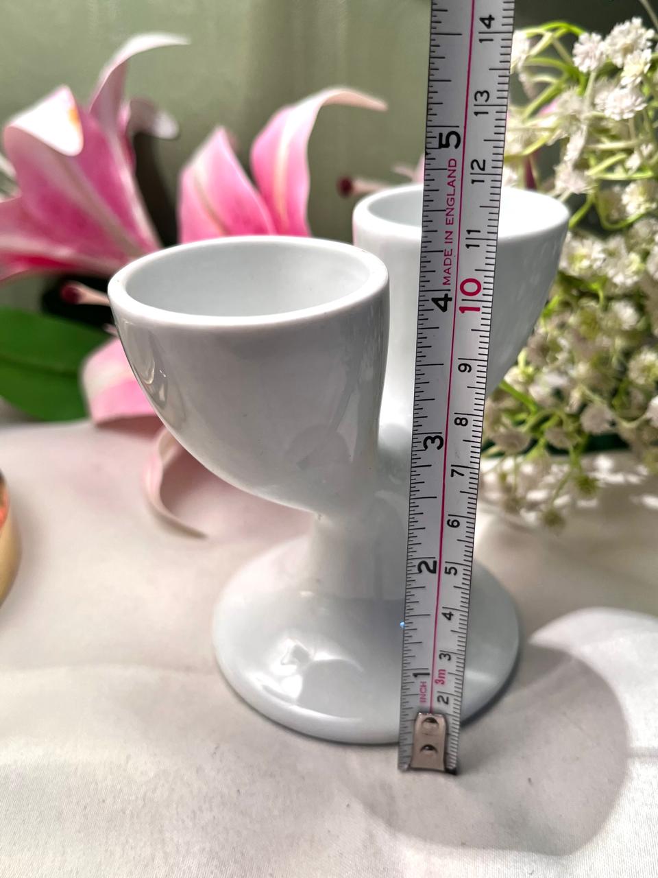 White Ceramic Egg Cups Set of 2 – Approx. 4.25 Inch