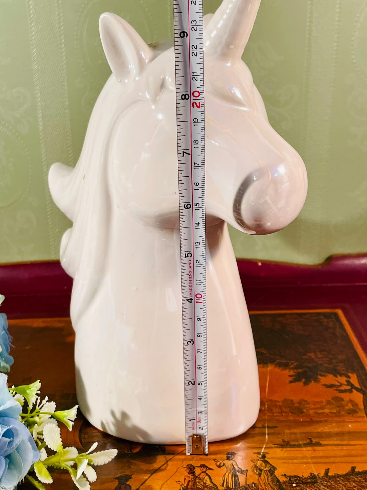 White Ceramic Unicorn Money Bank – 9 Inch