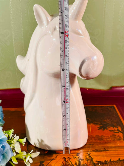 White Ceramic Unicorn Money Bank – 9 Inch