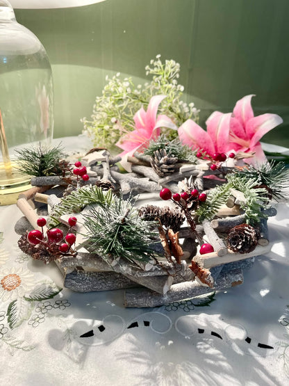 Rustic Christmas Wreath with Pinecones & Berries 12"