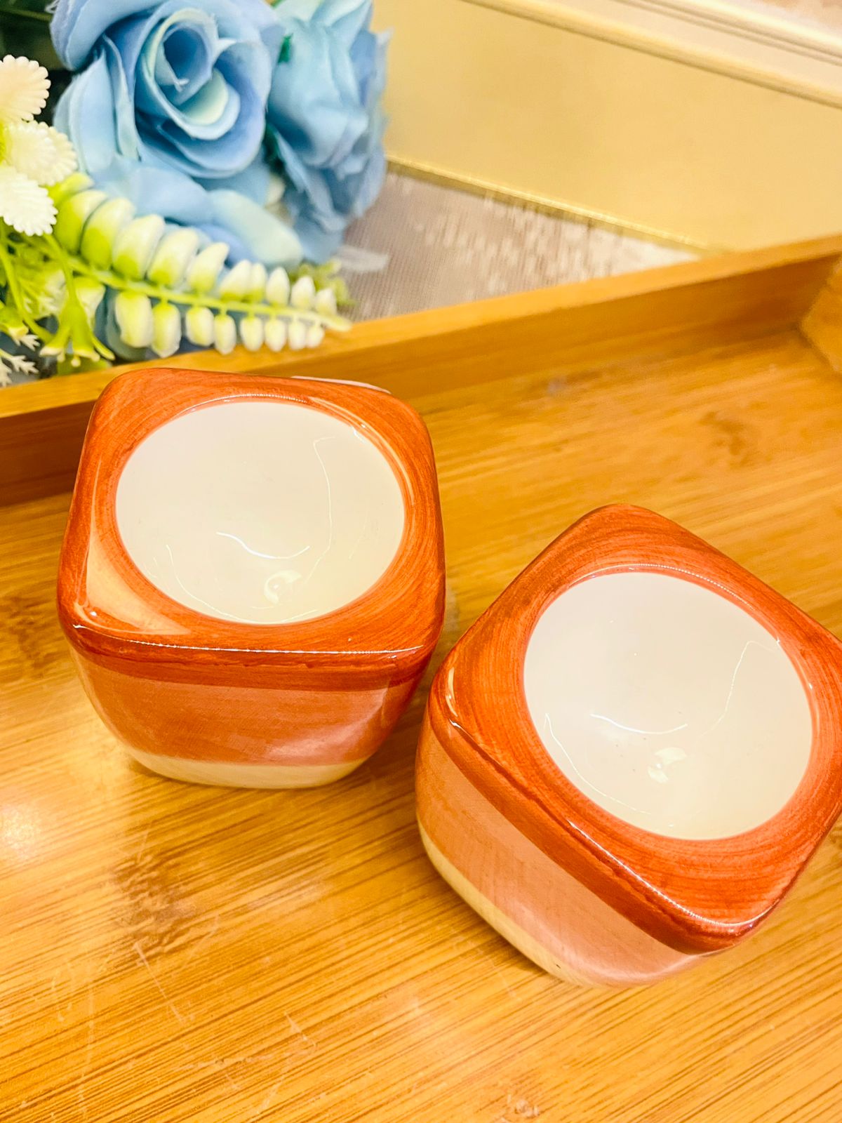 Pair of Ceramic Egg Holders – Modern Square Design