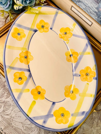 Hand Painted Portuguese Ceramic Oval Serving Dish