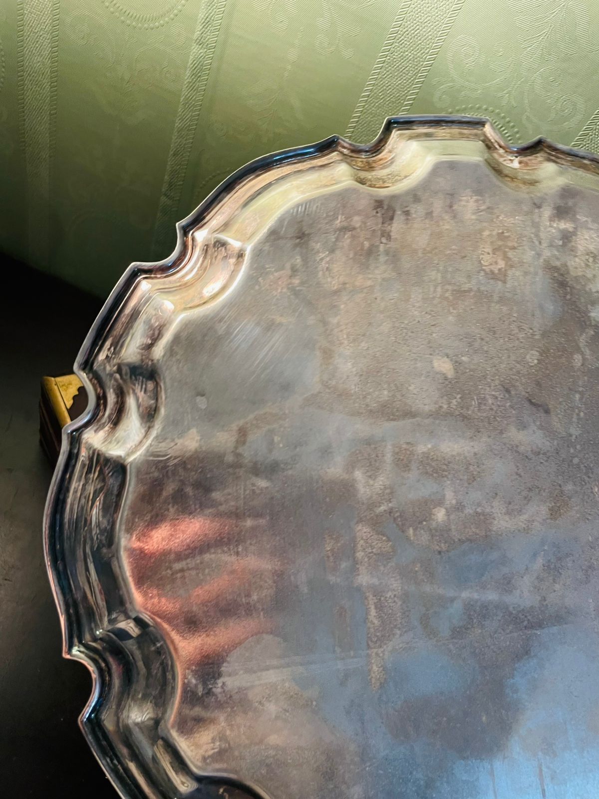 Vintage Silver Plated Round Serving Tray 12 Inch