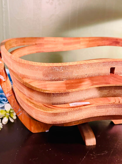 Expandable Wooden Apple Fruit Basket – Collapsible Folding Basket