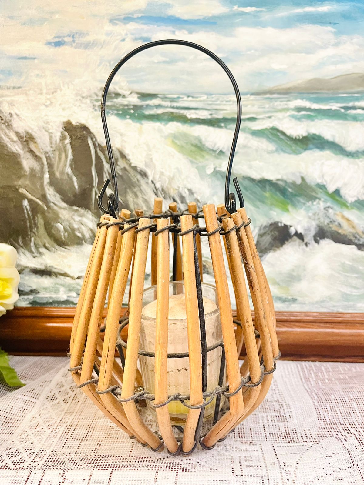 Rustic Bamboo Tealight Lantern Candle Holder