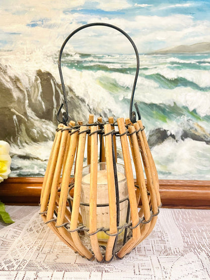 Rustic Bamboo Tealight Lantern Candle Holder