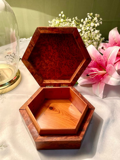 Vintage Wooden Hinged Trinket Box 6 in