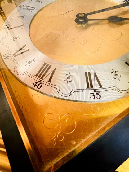 Vintage Square Brass Wall Clock Roman Numeral Gold Frame Decor