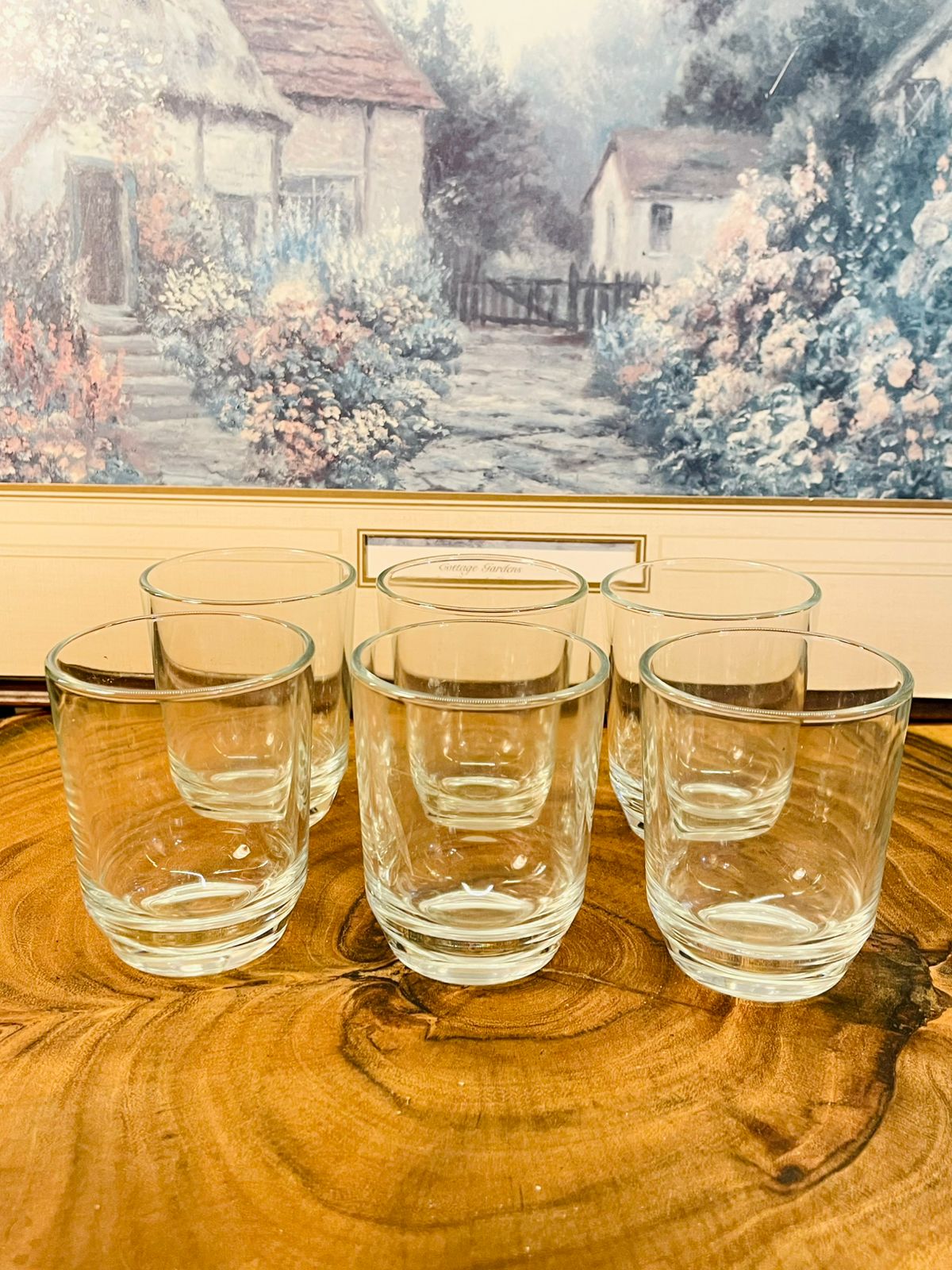 Set of 6 Vintage Clear Glass Set – Minimalist Everyday Drinkware