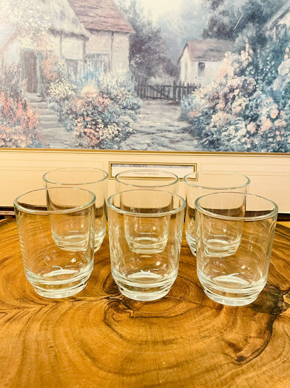 Set of 6 Vintage Clear Glass Set – Minimalist Everyday Drinkware
