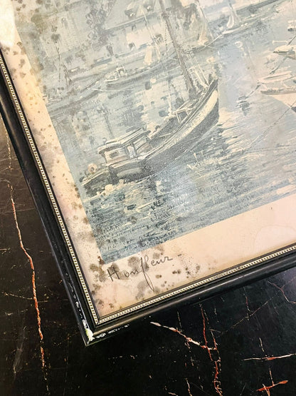 Framed Harbour Scene Print – Vintage Coastal Wall Art