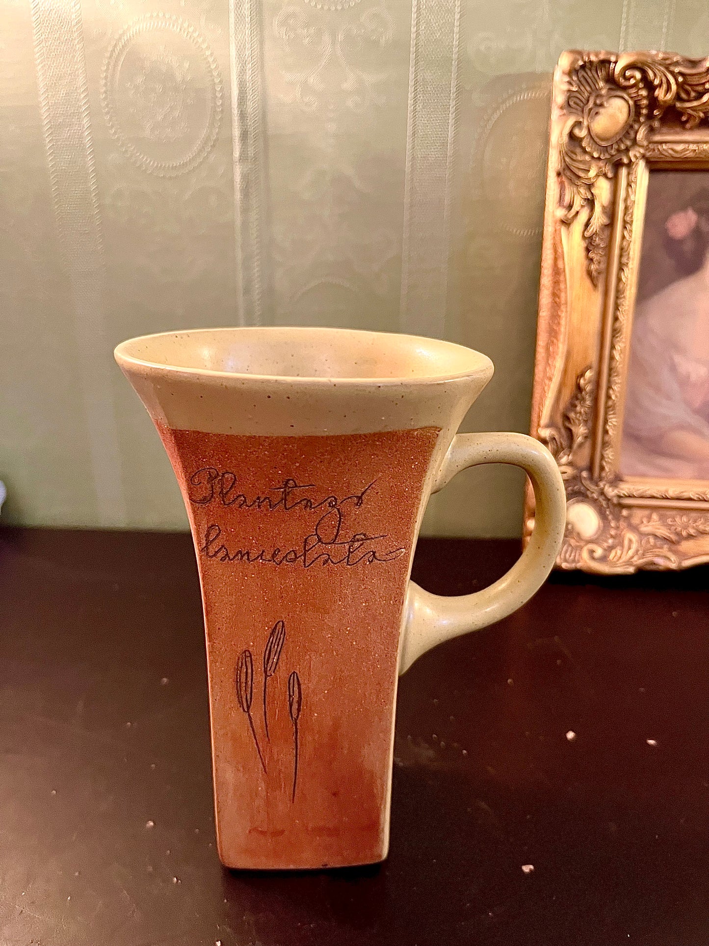 Rustic Stoneware Planting Friendship Coffee Mug | Tall Speckled Ceramic Latte Mug