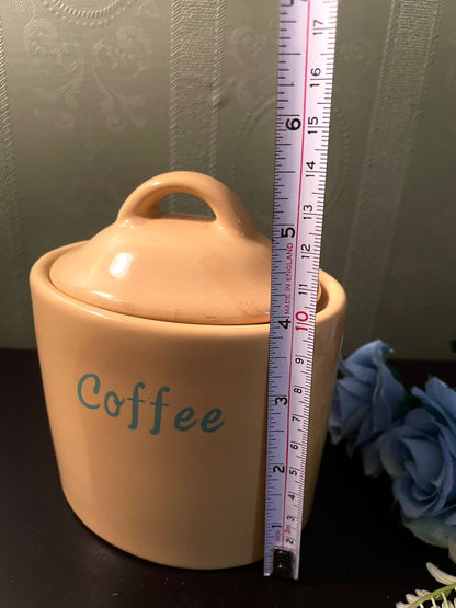 Vintage Ceramic Coffee Storage Jar with Lid 6.5 Inch