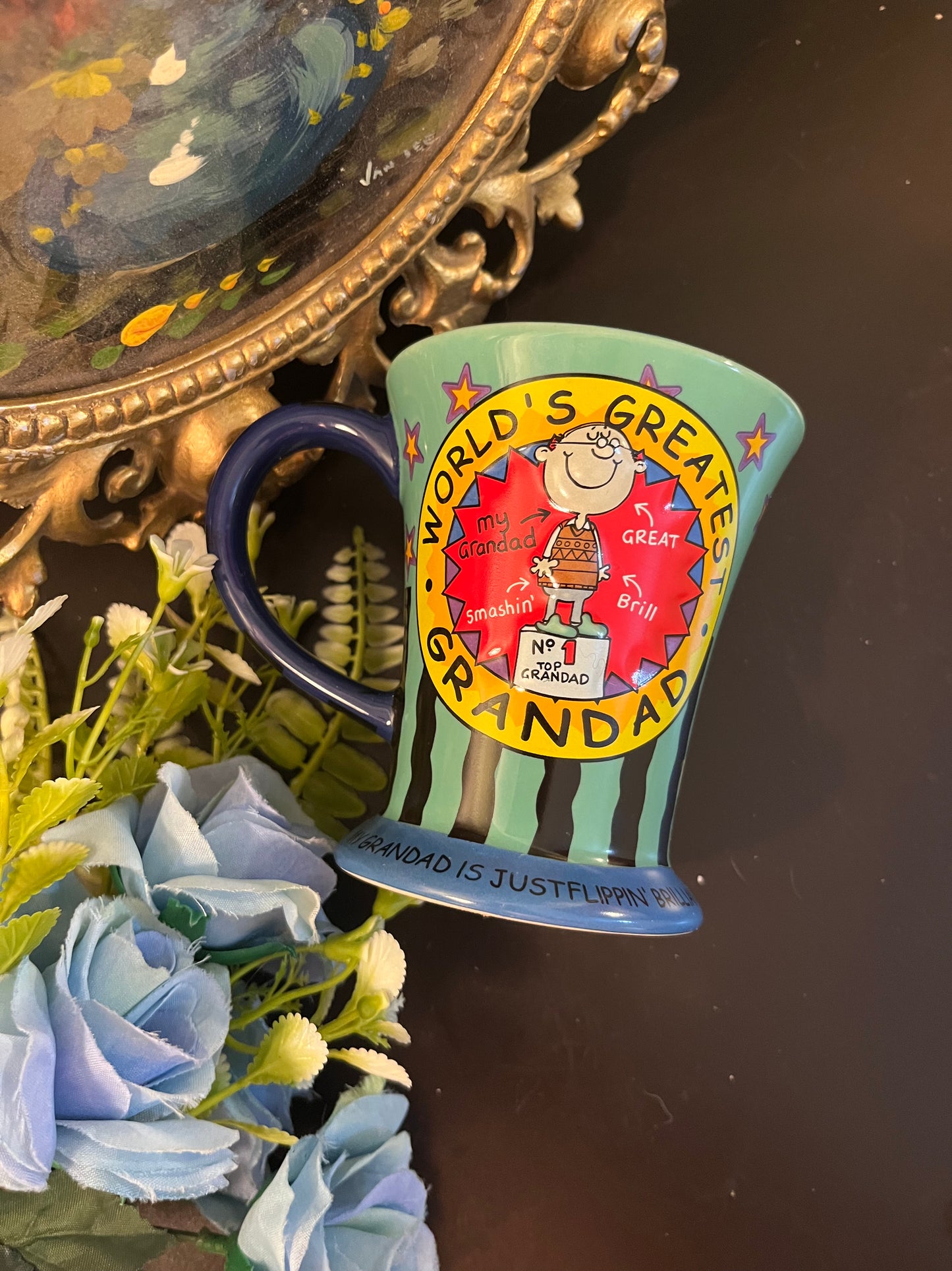World’s Greatest Grandad Ceramic Mug – Colourful Vintage Novelty Cup