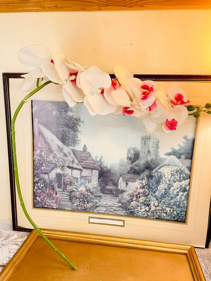 White Pink Artificial Orchid Stem 32"