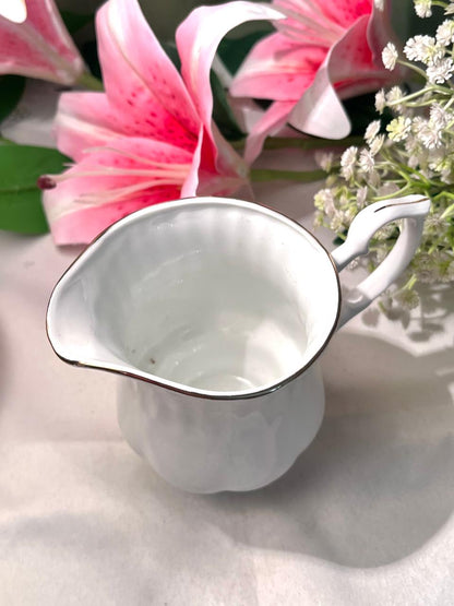 Chodziez Poland White Porcelain Creamer Jug Gold Trim