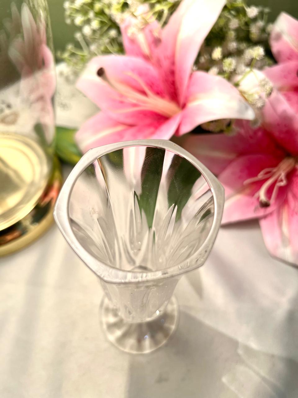 Vintage Cut Crystal Bud Vase / Stem Vase Approx. 16.5 cm Tall