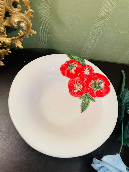 Vintage Tomato Ceramic Serving Bowl 7 Inch Cottage Decor