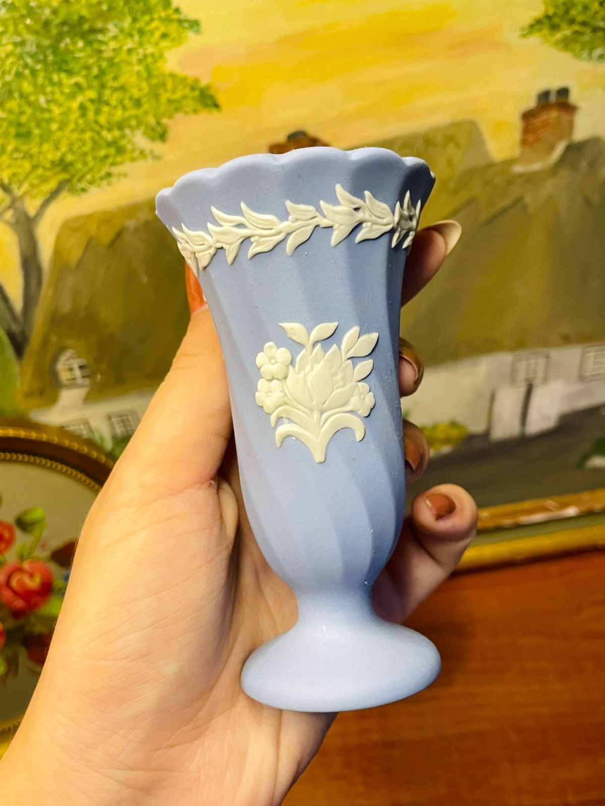Rare Find Wedgwood Jasperware Pair of Fluted Vases | England