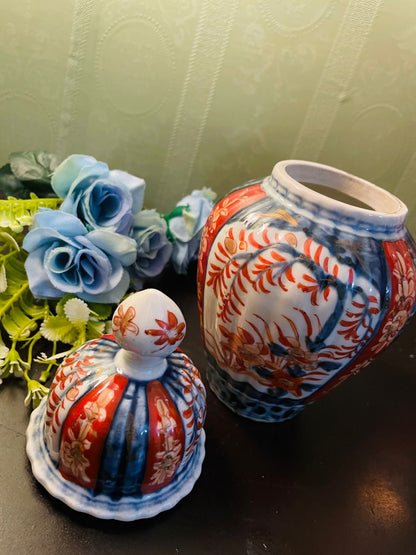 RARE FIND Vintage Imari Style Ginger Jar & Porcelain Lamp Set