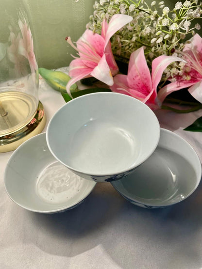Vintage Blue & White Figural Bowls Set of 3 – 4.5 Inch