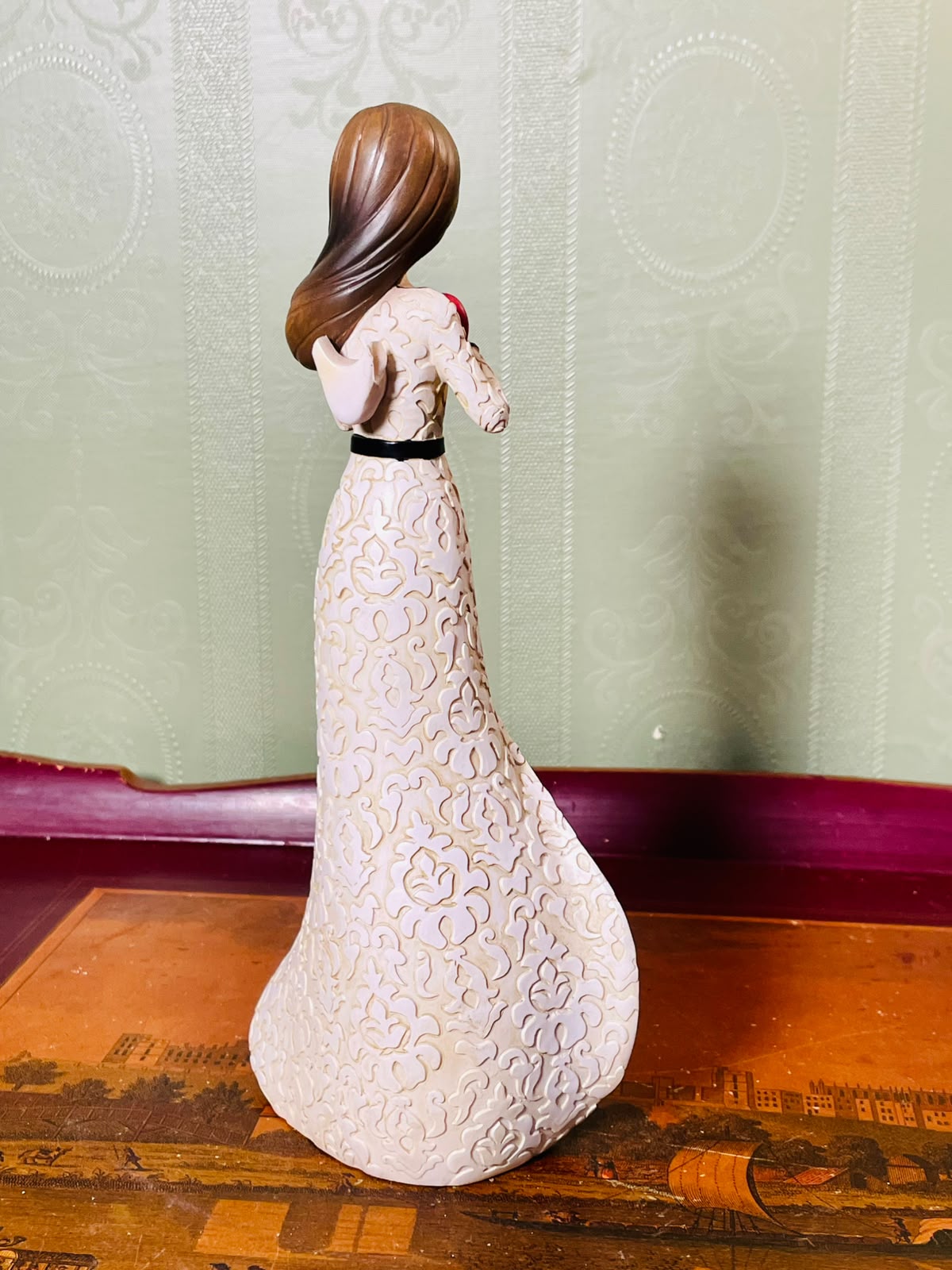 Vintage Lady Holding Heart Love Figurine – 9 Inch