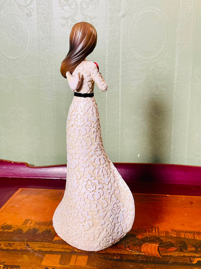 Vintage Lady Holding Heart Love Figurine – 9 Inch