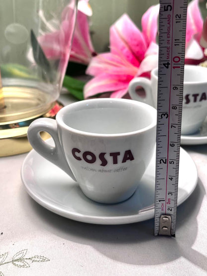 Costa White Coffee Cups & Saucers 4-Piece Set 3 Inch