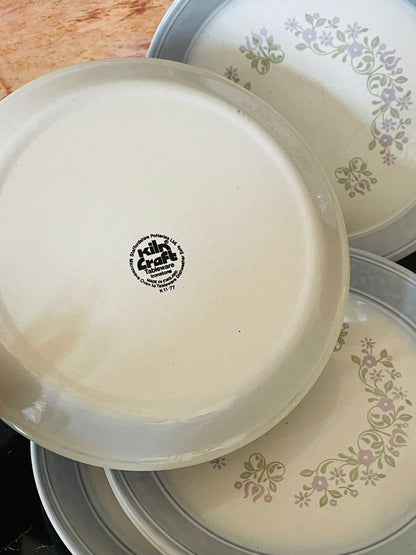 Set of 5 Vintage Kiln Craft Staffordshire Dinner Plates – Floral Wreath Design (England)